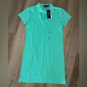 NWT Polo Ralph Lauren Sunset Green Blue Cotton Mesh Pony Shirt Dress XS